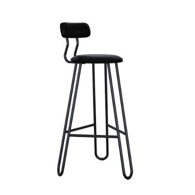Banqueta Alta Ginger Com Encosto Courino Preto