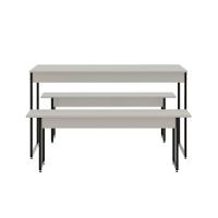 Mesa De Jantar Com 2 Bancos Estilo Industrial Tub  Branco Chess / Est.preta - 1