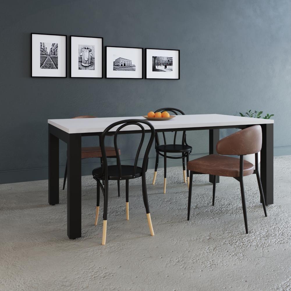 Mesa De Jantar Bronx U 180x90x77cm Brmj9180u Branco Tx - Est.preta Branco Tx/est.preta - 2