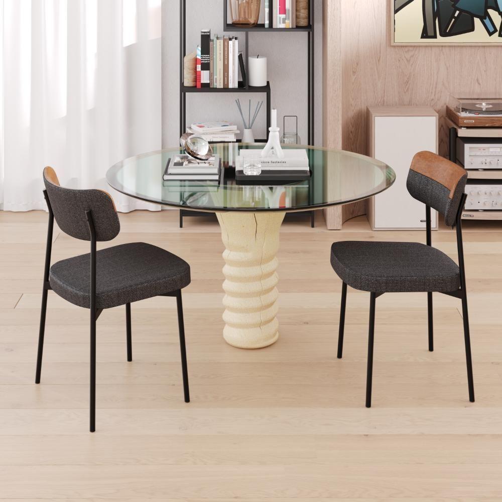 Cadeira Mynna Fixa C/4 Pes 525 X 470 X 790 Mm C/4 Un. Crt.grafite/courino Caramelo Crt Grafite/courino Caramelo - 2