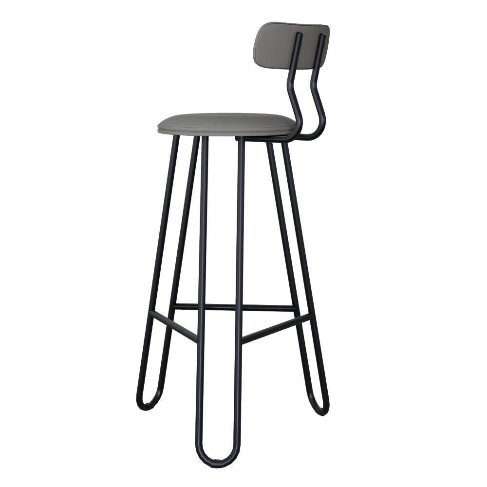 Conjunto 4 Banquetas Alta Ginger Com Encosto Courino Venus Cinza - 2