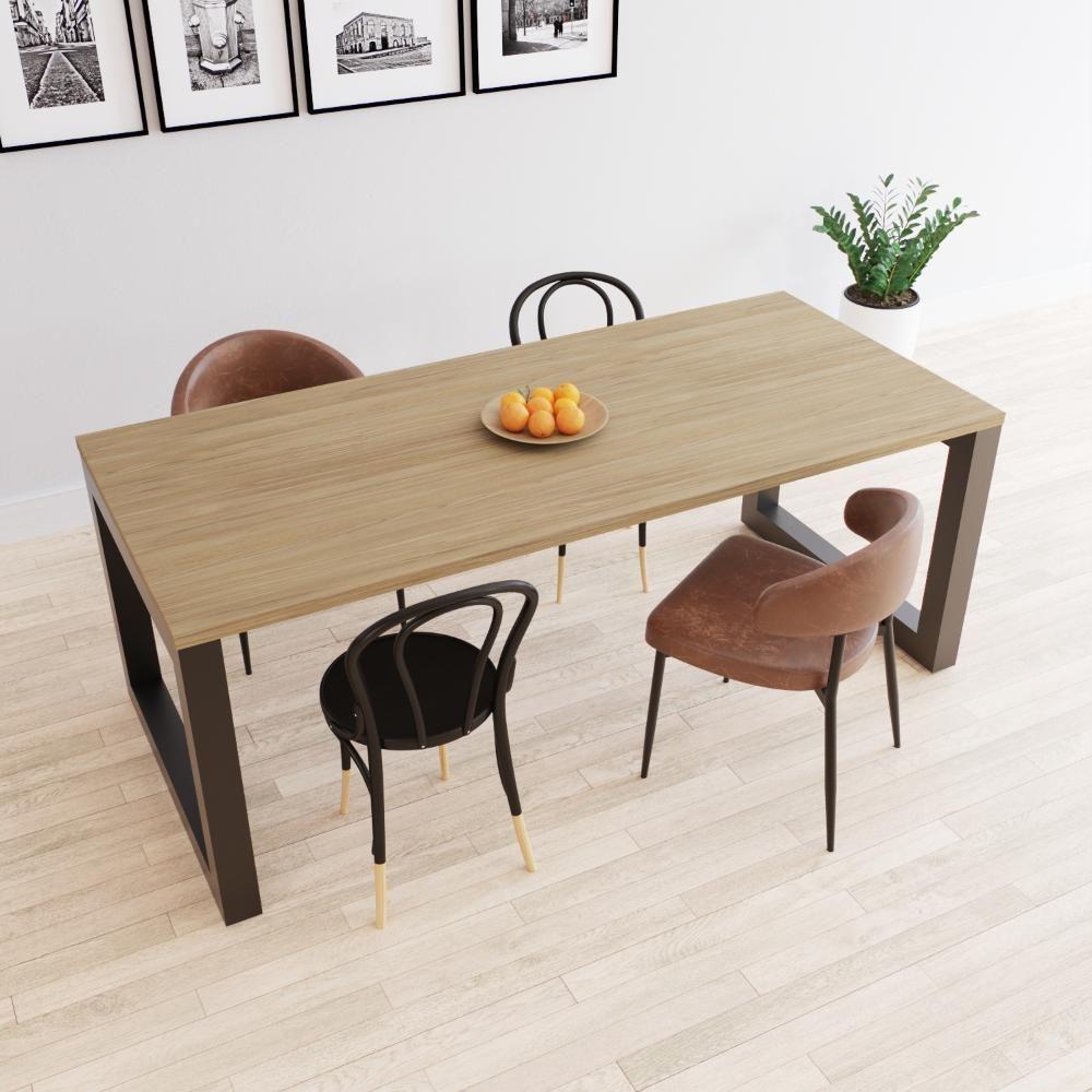 Mesa De Jantar Bronx 200x90x77cm Brmj9200 Vermont Oak - Est.preta Vermont Oak/est.preta - 4