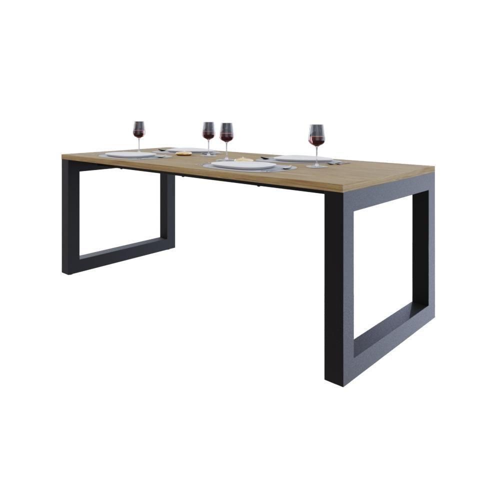 Mesa De Jantar Bronx 200x90x77cm Brmj9200 Vermont Oak - Est.preta Vermont Oak/est.preta - 5