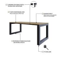 Mesa De Jantar Bronx 200x90x77cm Brmj9200 Vermont Oak - Est.preta Vermont Oak/est.preta - 3