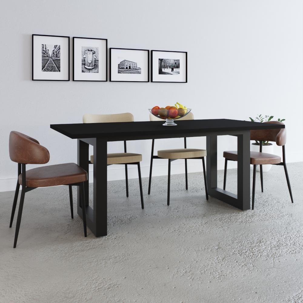 Mesa De Jantar Bronx R 180x90x77cm Brmj9180r Preto Tx - Est.preta Preto Tx/est.preta - 2