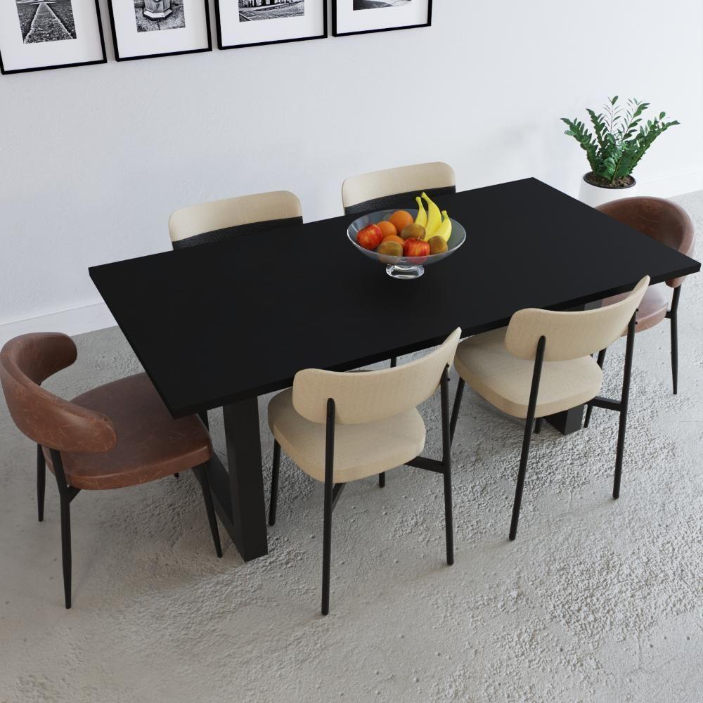 Mesa De Jantar Bronx R 180x90x77cm Brmj9180r Preto Tx - Est.preta Preto Tx/est.preta - 4