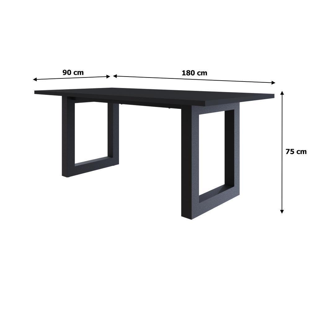 Mesa De Jantar Bronx R 180x90x77cm Brmj9180r Preto Tx - Est.preta Preto Tx/est.preta - 6