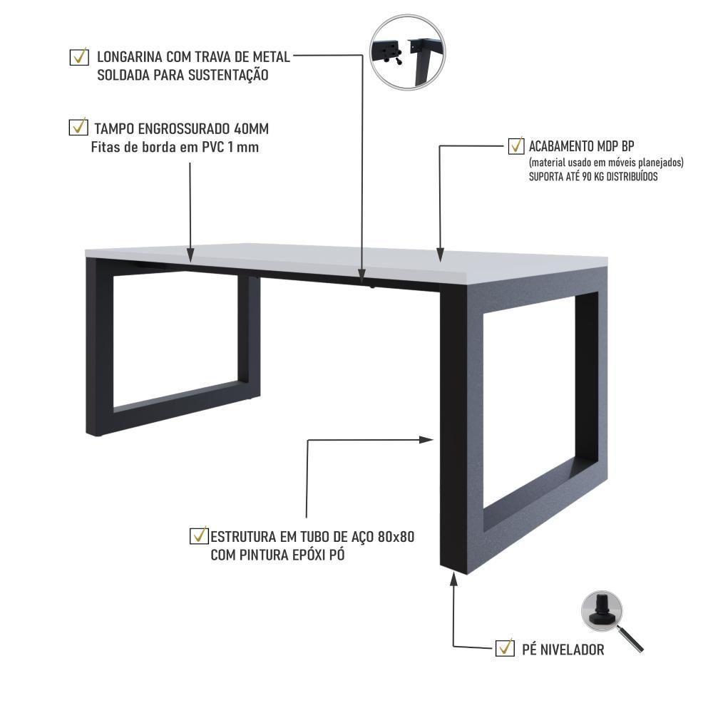 Mesa De Jantar Bronx 180x90x77cm Brmj9180 Branco Tx - Est.preta Branco Tx/est.preta - 3