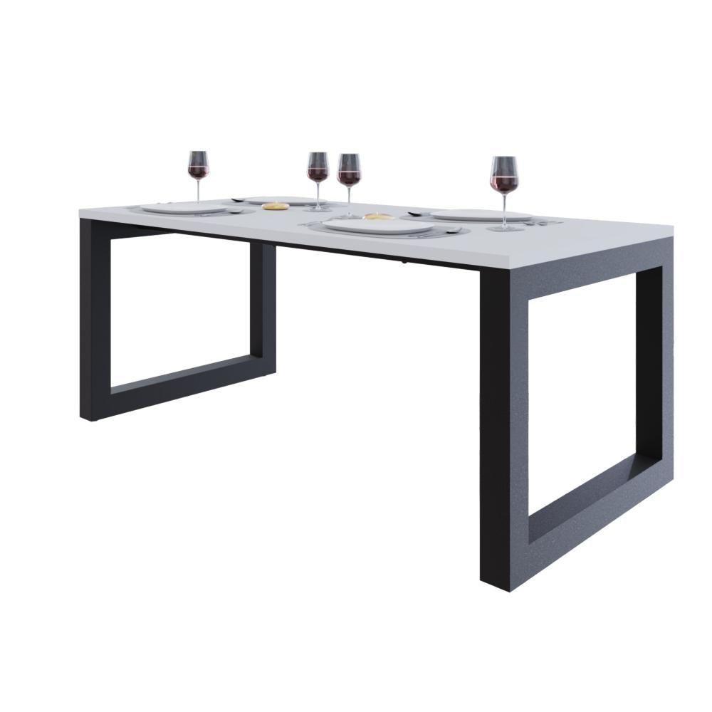 Mesa De Jantar Bronx 180x90x77cm Brmj9180 Branco Tx - Est.preta Branco Tx/est.preta - 5