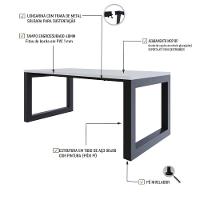 Mesa De Jantar Bronx 180x90x77cm Brmj9180 Branco Tx - Est.preta Branco Tx/est.preta - 3