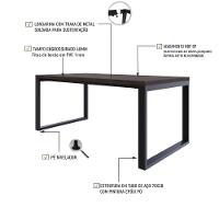 Mesa De Jantar Queens 180x90x77cm Qemj9180 Terracota - Est.preta Terracota/est.preta - 3