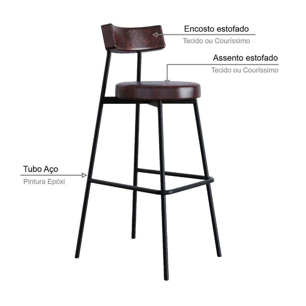 Banqueta Alta Stout Ae: 100 / Aa: 75cm Bqst7510 Courino Café Courino Café - 3