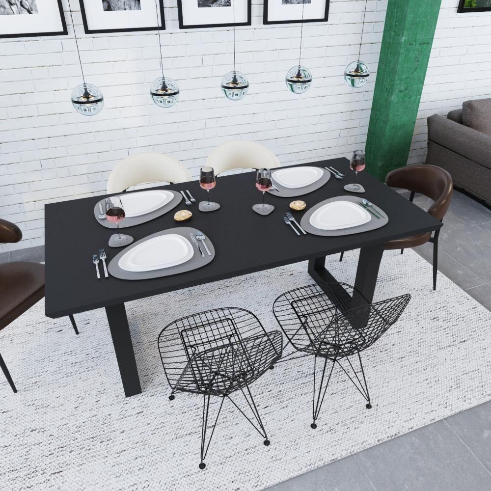 Mesa De Jantar Bronx Rg2 180x90x77cm Brmj9180rg2 Preto Tx - Est.preta Preto Tx/est.preta - 4