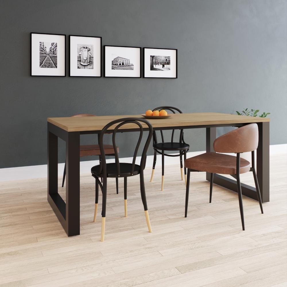 Mesa De Jantar Bronx 180x90x77cm Brmj9180 Vermont Oak - Est.preta Vermont Oak/est.preta - 2