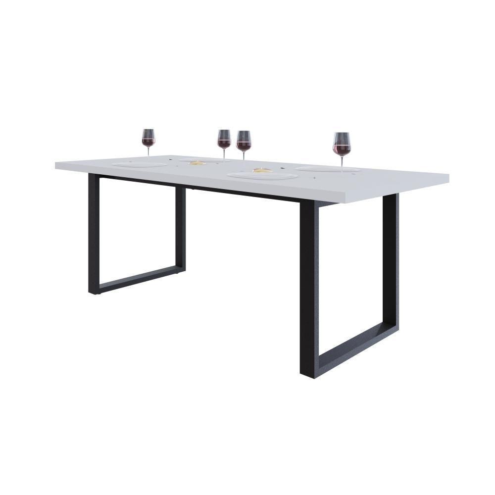 Mesa De Jantar Queens R 200x90x77cm Qemj9200r Branco Tx - Est.preta Branco Tx/est.preta - 5