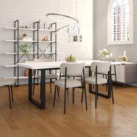 Mesa De Jantar Queens R 200x90x77cm Qemj9200r Branco Tx - Est.preta Branco Tx/est.preta - 2