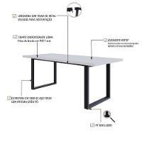 Mesa De Jantar Queens R 200x90x77cm Qemj9200r Branco Tx - Est.preta Branco Tx/est.preta - 3