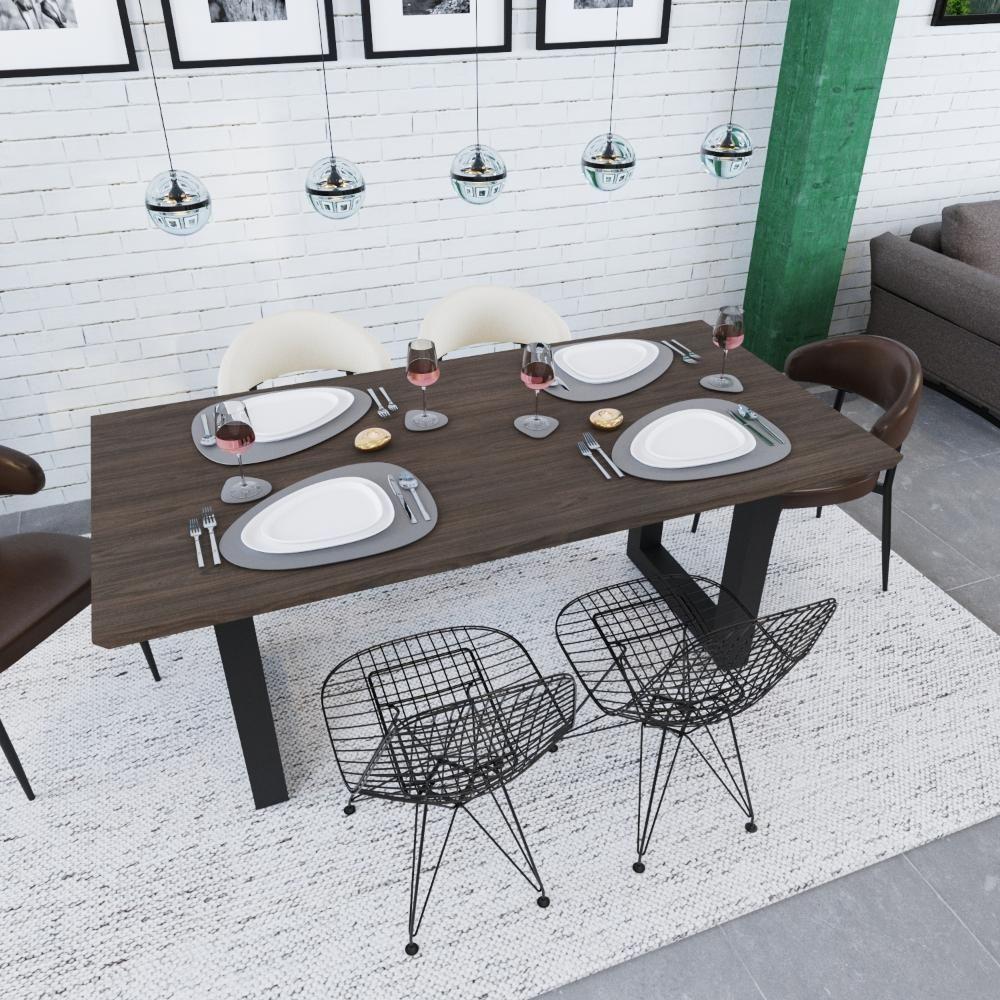 Mesa De Jantar Bronx Rg2 180x90x77cm Brmj9180rg2 Terracota - Est.preta Terracota/est.preta - 4