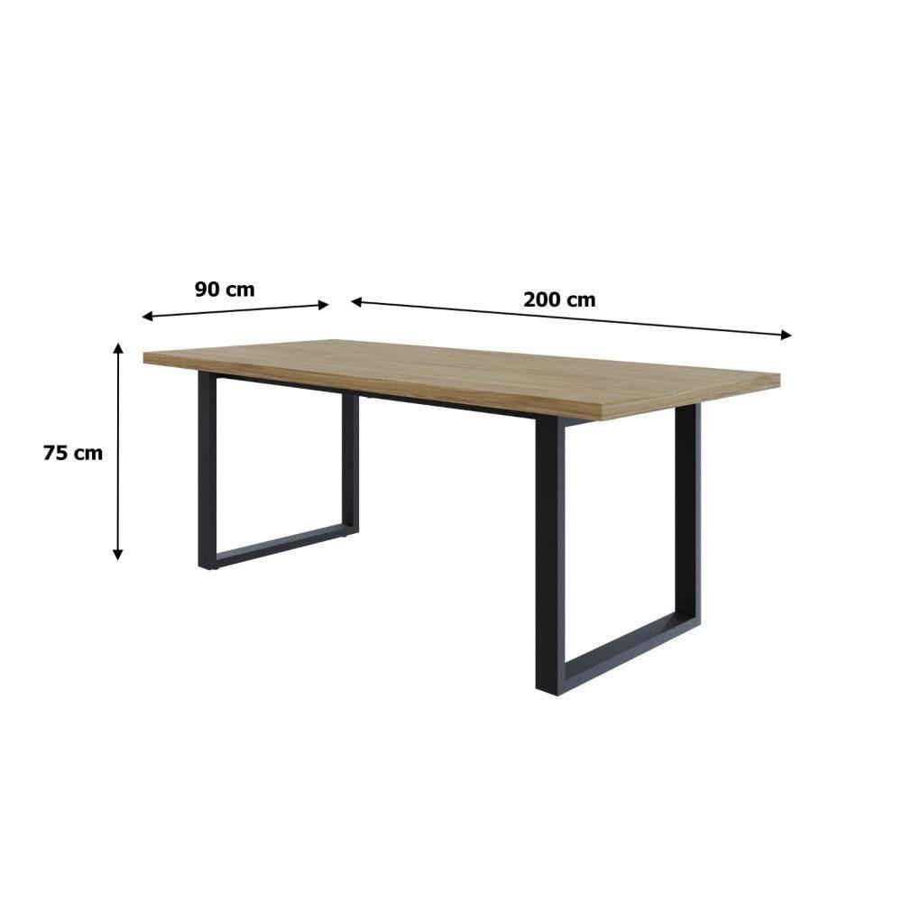 Mesa De Jantar Queens R 200x90x77cm Qemj9200r Vermont Oak - Est.preta Vermont Oak/est.preta - 2