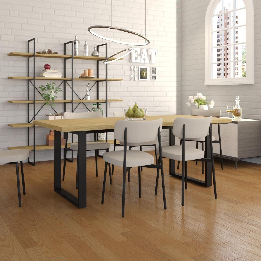 Mesa De Jantar Queens R 200x90x77cm Qemj9200r Vermont Oak - Est.preta Vermont Oak/est.preta - 3