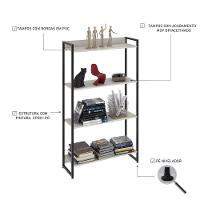 Estante Dynamica 80x30x146cm C/04 Prateleiras Snow / Est.preta Snow / Est.preta