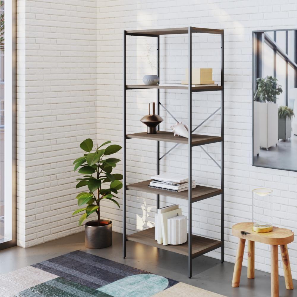 Estante C/05 Prateleiras 152x60x33cm Tub Tueh1565 Nogal - Est.preta Nogal / Est.preta - 2