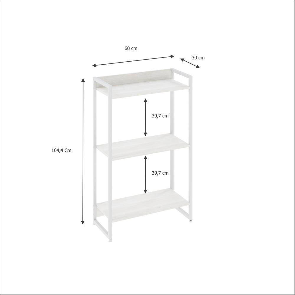 Estante Dynamica 60x30x104cm C/03 Prateleiras Snow / Est.branca Snow / Est.branca - 5