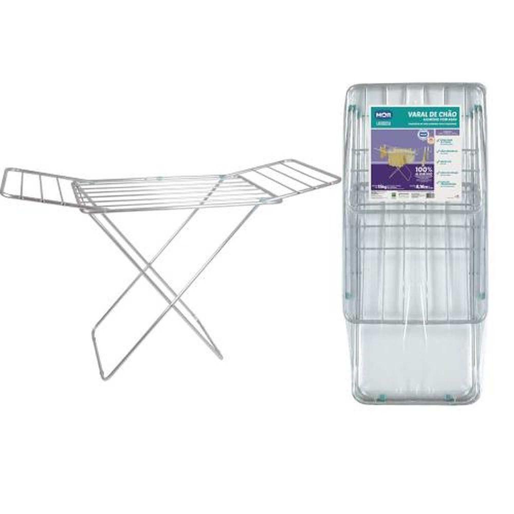 Varal De Chão Alumínio Com Abas 153x56cm - Comporta 8,16m De Roupas - 3