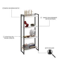 Estante Dynamica 60x30x146cm C/04 Prateleiras Branco Chess / Est.preta Branco Chess / Est.preta