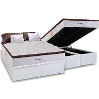 Cama Box Baú King: Colchão Molas Herval Maxspring Edimburgo + Base CRC Courano White(193x203) - 1