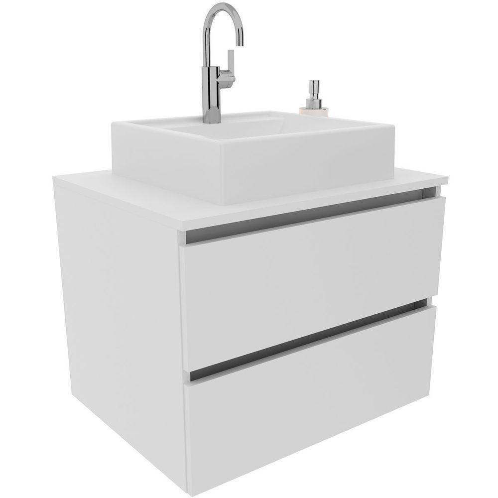 Gabinete De Banheiro 60 Cm 2 Gavetas Com Cuba Joana Branco - 1