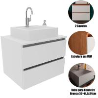 Gabinete De Banheiro 60 Cm 2 Gavetas Com Cuba Joana Branco - 2