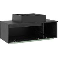 Gabinete De Banheiro 80 Cm Com Cuba 1 Porta E Nicho Mármore Lunar/verde Mar - 3