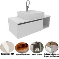 Gabinete De Banheiro 80 Cm Com Cuba 1 Porta E Nicho Branco - 2