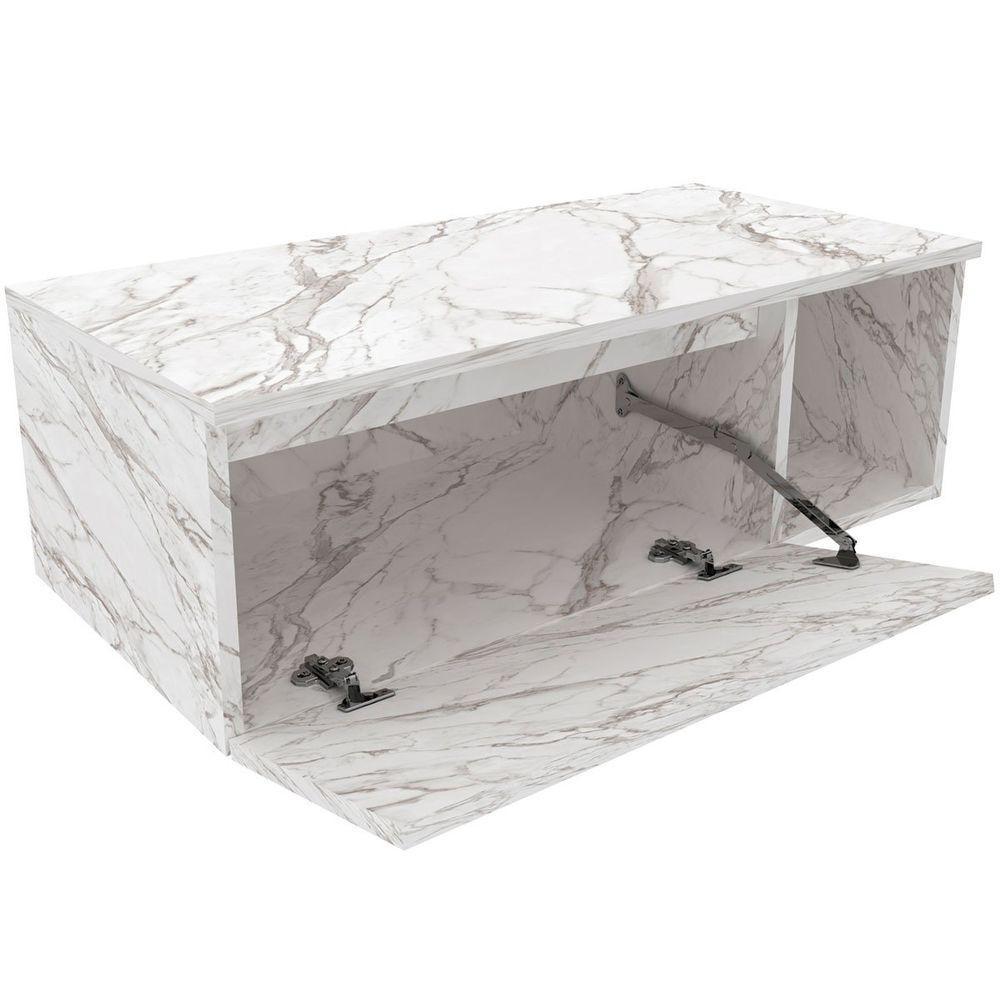 Gabinete De Banheiro 80 Cm Com 1 Porta E Nicho Marina Mármore Branco - 3