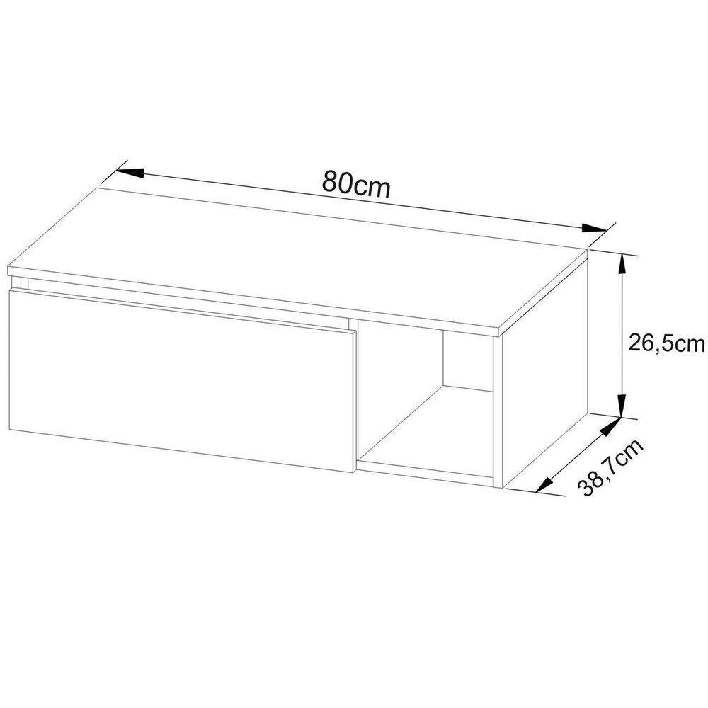 Gabinete De Banheiro 80 Cm Com 1 Porta E Nicho Marina Mármore Branco - 4