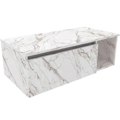 Gabinete De Banheiro 80 Cm Com 1 Porta E Nicho Marina Mármore Branco