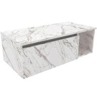 Gabinete De Banheiro 80 Cm Com 1 Porta E Nicho Marina Mármore Branco - 1