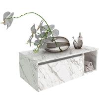 Gabinete De Banheiro 80 Cm Com 1 Porta E Nicho Marina Mármore Branco - 6