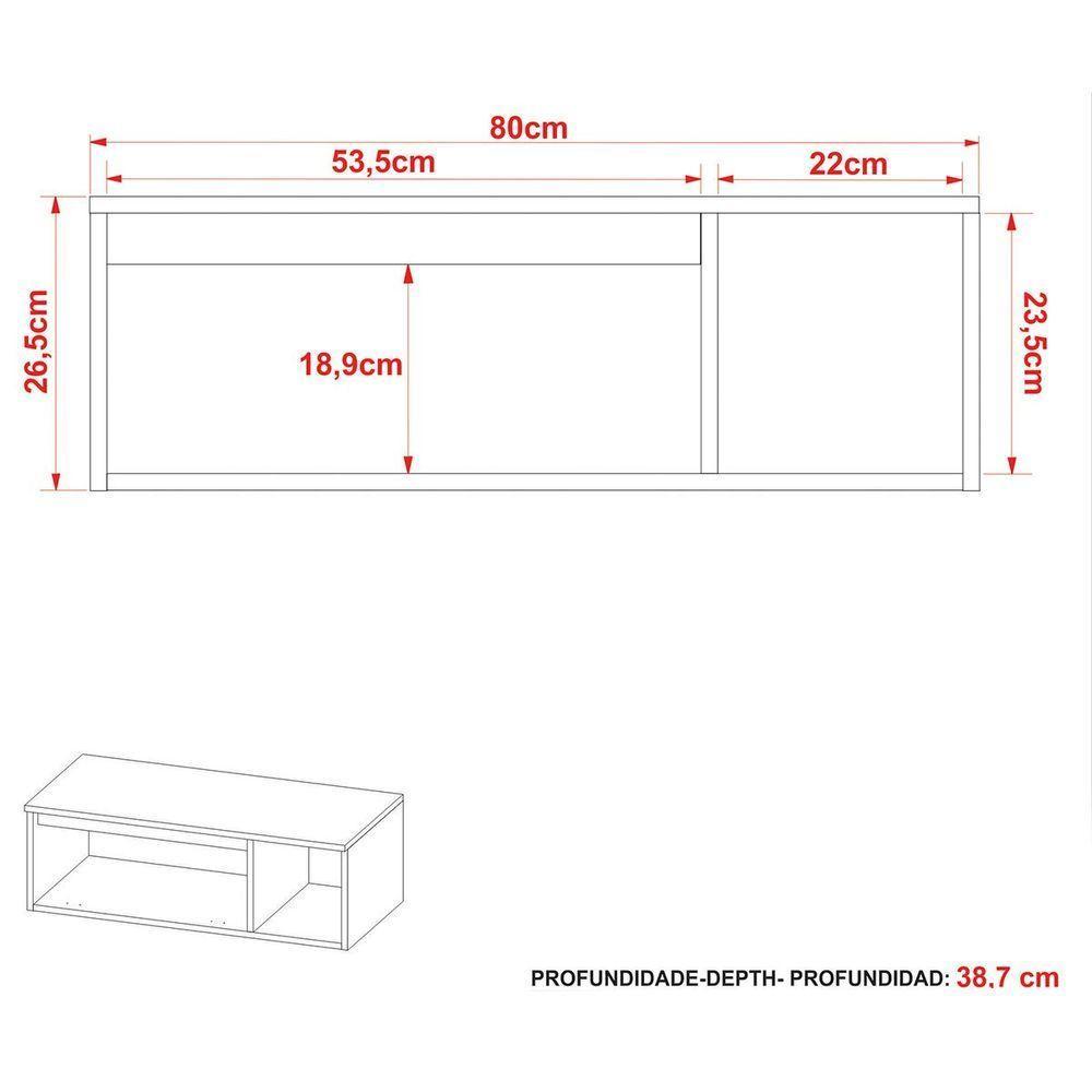 Gabinete De Banheiro 80 Cm Com Cuba 1 Porta E Nicho Amêndoa - 7