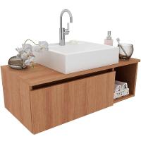 Gabinete De Banheiro 80 Cm Com Cuba 1 Porta E Nicho Amêndoa - 6