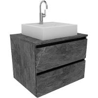 Gabinete De Banheiro 60 Cm 2 Gavetas Com Cuba Joana Mármore Lunar - 1