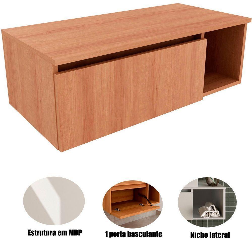 Gabinete De Banheiro 80 Cm Com 1 Porta E Nicho Marina Amêndoa - 2