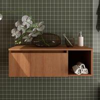 Gabinete De Banheiro 80 Cm Com 1 Porta E Nicho Marina Amêndoa - 8