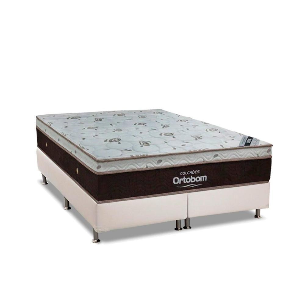 Cama Box King: Colchão Molas Superpocket Ensacadas Ortobom Sleep King Látex + Base Branco(193X203) - 1
