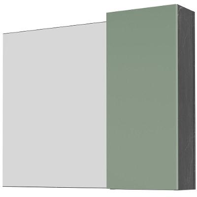 Espelheira Para Banheiro 80 Cm Com 1 Porta Marina Mármore Lunar/verde Mar