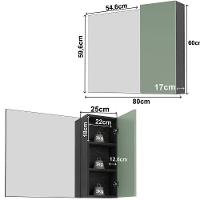 Espelheira Para Banheiro 80 Cm Com 1 Porta Marina Mármore Lunar/verde Mar - 5