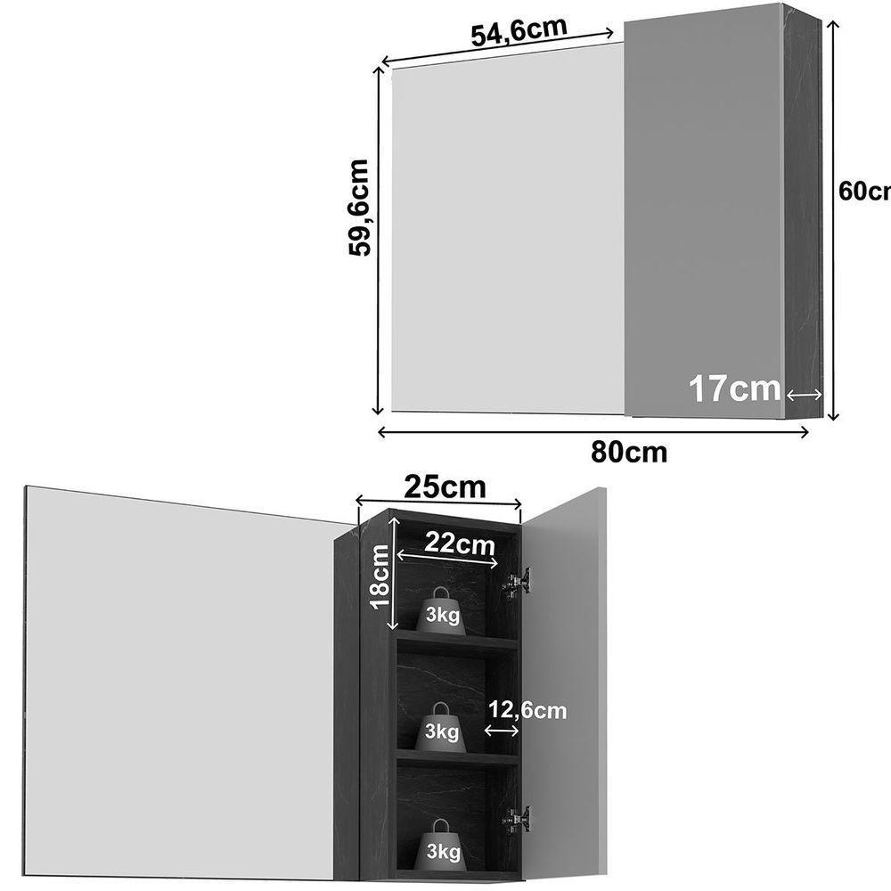 Espelheira Para Banheiro 80 Cm Com 1 Porta Marina Mármore Branco - 5