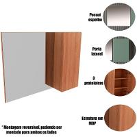 Espelheira Para Banheiro 80 Cm Com 1 Porta Marina Amêndoa - 2