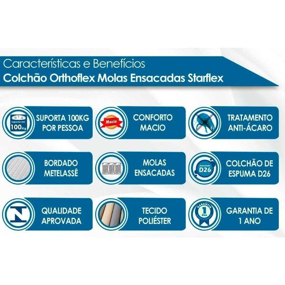 Conjunto Box Baú Solteiro Colchão Molas Orthoflex Ensacadas Starflex + Base Crc Suede Black (88x188) - 2